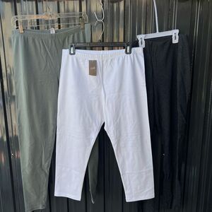 J. Jill Lot NWT Pima Cotton White Capri, Green Ankle, and Black Ponte Leggings L
